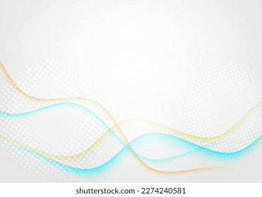 Líneas onduladas multicolores sobre un fondo blanco con efecto de semitono.