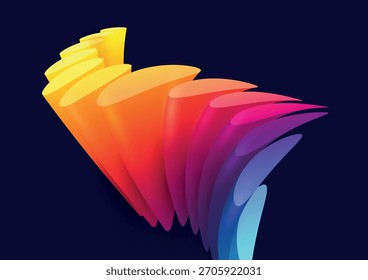Multicolored wavy lines. Twisted geometric shapes.