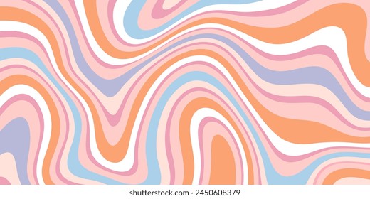 Multi-colored wavy pattern in retro style. Psychedelic abstract background.