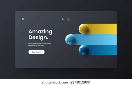 Multicolored website screen vector design illustration. Geometric 3D balls catalog cover template.