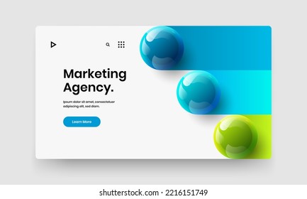 Multicolored website vector design template. Fresh 3D balls handbill layout.