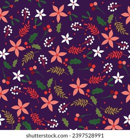 Multicolored wildflowers. Seamless background. Illustration for fabric, wallpaper, textile, gift wrapping