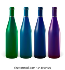 Multi-colored wine bottles. Illustration contains gradient meshes.