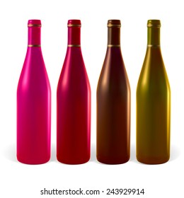 Multi-colored wine bottles. Illustration contains gradient meshes.