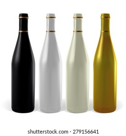 Multi-colored wine bottles. Illustration contains gradient meshes.