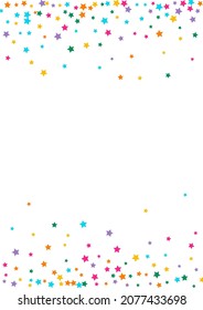 Multicolored Xmas Vector White Background Shine Wallpaper. Bright Christmas Sparkle Texture. Universe  Border. Rainbow Effect Confetti Design.
