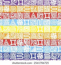 multicolored zentangle pattern on a striped multicolored background