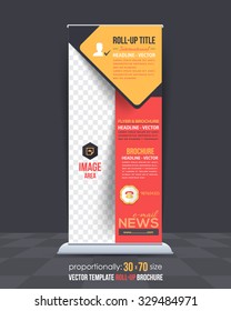 Multicolors Business Concept Roll-Up Banner Design, Vertical Advertising Vector Template