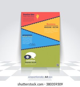 Multicolors Layered A4 Flyer, Brochure, Catalog Cover, Corporate Leaflet Template