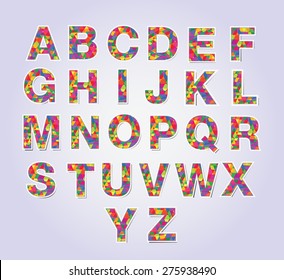 Multi-colors polygon font set for your design