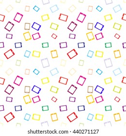 Multicolors tablet PC on a white background. Seamless pattern