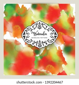 Multicolors watercolor background, vector seamless pattern tile