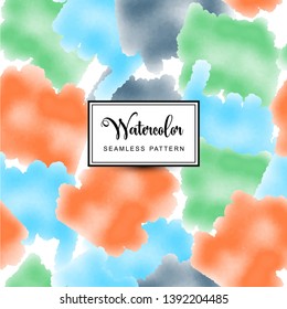 Multicolors watercolor background, vector seamless pattern tile