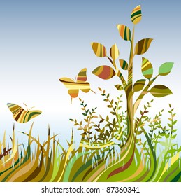 Multicolour abstract landscare. Vector illustration