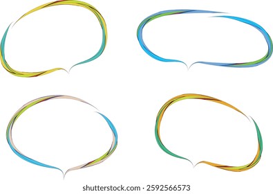 multicolour cartoon art speech bubbles set