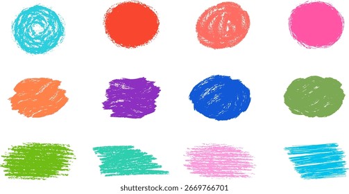Pinceles doodle multicolores, colecciones de trazo dibujadas a mano, puntos de tinta, manchas y pinceles de textura de salpicaduras, adecuados para fondos.