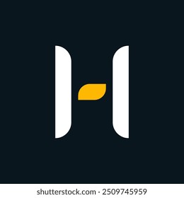 Logotipo arredondado de vetor de letra H multicolor, Letra de sinal de logotipo de alfabeto H mínimo, Símbolo e sinal de tipografia de letra H