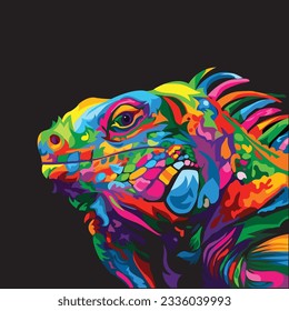 multicolour lizard vector art colourfull black background realstic 3d look lizard artwork