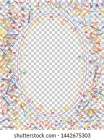 Mehrfarbige musikalische Noten, Mitarbeiterhintergrund. Vektorgrafik. 