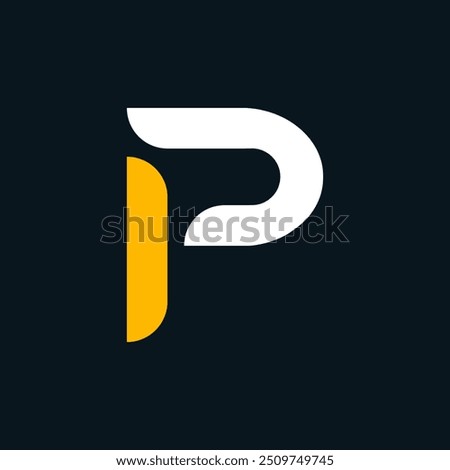 Multicolour P Letter Vector Rounded Logo, Minimal P Alphabet Logo Sign Letter, P Letter Typography Sign and Symbol