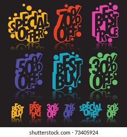 Señales de venta al por menor multicolor