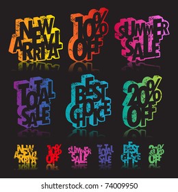 Señales de venta al por menor multicolor