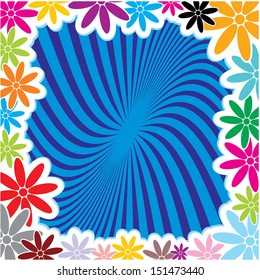 Multicolour Square Flower Frame Vector Background