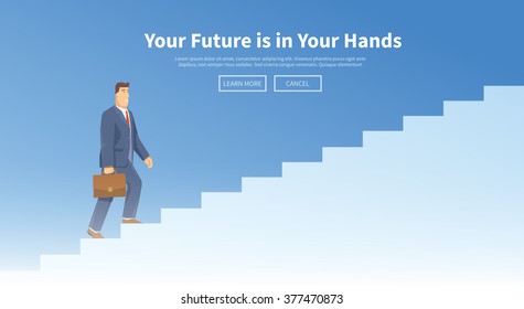 Multicolour stock exchange trading set of web banner. Equity market. World economy major trends. Modern flat design. People walking down the stairs.