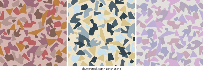 Textura de terrazo de piedra multicolor. Diseño de patrón .design de vectores abstracto y sin fisuras para uso web e impreso. Ideal para la tela y el papel de envoltura. 