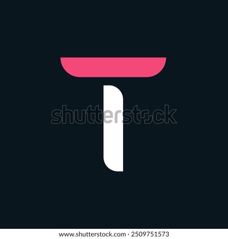 Multicolour T Letter Vector Rounded Logo, Minimal T Alphabet Logo Sign Letter, T Letter Typography Sign and Symbol