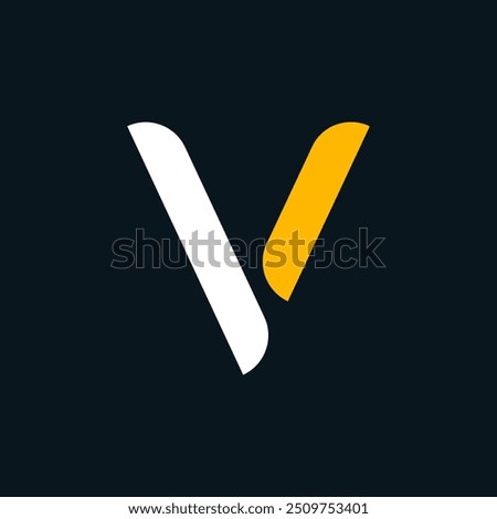 Multicolour V Letter Vector Rounded Logo, Minimal V Alphabet Logo Sign Letter, V Letter Typography Sign and Symbol