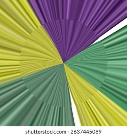 Multicolour Vibrant Background pattern with radiating curtain effect, Colourful Elegant Textured Background with Fabric Diverging from center towards periphery with Central magnifying effect 