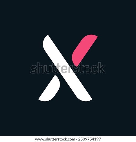 Multicolour X Letter Vector Rounded Logo, Minimal X Alphabet Logo Sign Letter, X Letter Typography Sign and Symbol