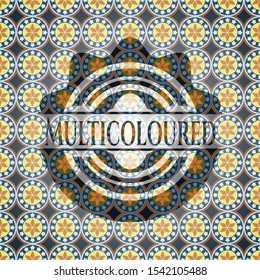 Multicoloured arabesque style badge. arabic decoration.