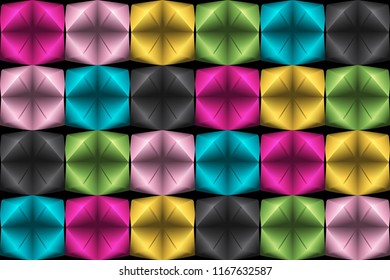 multicoloured background geometric repeat in the style of origami