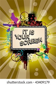Multi-coloured banner for announcements and presentations.