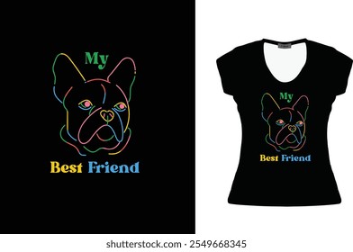 Multicoloured Best Friend Dog T-Shirt Design, My best friend vector T-Shirt Design