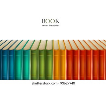 Multi-coloured books isolated on white background