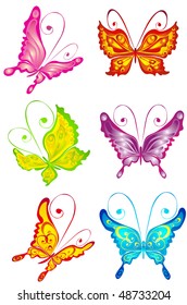 Multi-coloured butterflies, element for design, vector illustration