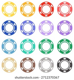 Modelo de vetor de ícone de Chips do Casino Multicolorido