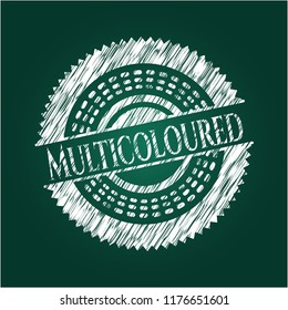 Multicoloured chalkboard emblem on black board