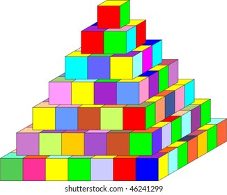 Multicoloured cube pyramid
