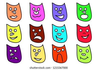 Multicoloured emotion masks. Vector illustration