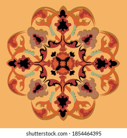 Multicoloured floral pattern vector illustration on the orange background