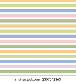 Multicoloured horizontal stripes vector seamless pattern. Colourful Lines abstract background. Geometrical surface design. 