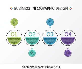 Multicoloured infograph with business icons. Vector