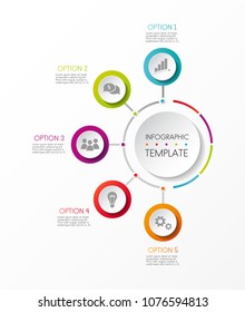 Multicoloured infographic template with business icons and options. Vector.