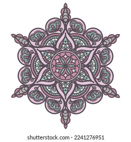 Mandala multicolor sobre fondo blanco. La ornamentación étnica aislada.