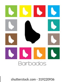 Multicoloured Map of the country of  Barbados