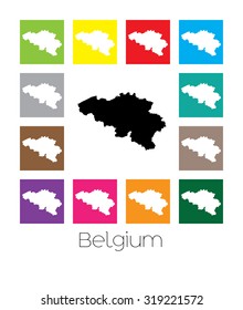 Multicoloured Map of the country of Belgium